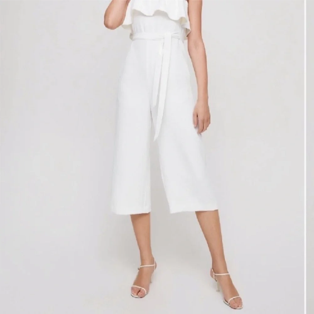 BABATON ARITIZIA Altamiro White/Off White Jumpsuit Strapless Wide Leg Cropped - Picture 2 of 12